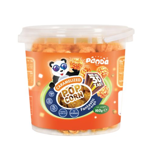 The Panda karamellizált popcorn narancsos ízesítéssel vödörben 160g