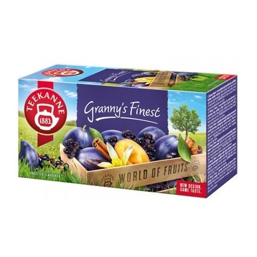 Teekanne World of Fruits Granny's Finest bodza-, vanília- és szilvaízű gyümölcstea 20 filter 50 g