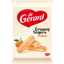  Dr. Gerard Creamy Fingers sárgabarack ízű töltelékkel és tejszín ízű krémmel töltött piskóta 170g