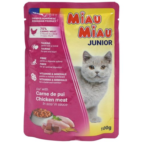 Miau Miau junior nedves macskaeledel csirkével szószban 100g