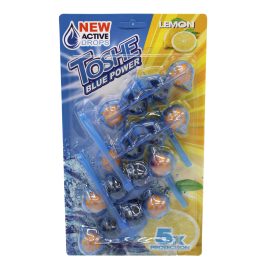   Toshe Blue Power Lemon citrom illatú vízszínező WC-frissítő golyók – 4x55 g