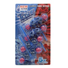   Toshe Blue Power Red Rose rózsa illatú vízszínező WC-frissítő golyók – 4x55 g