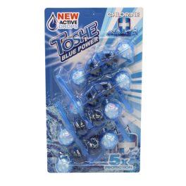   Toshe Blue Power Chlorine klóros vízszínező WC-frissítő golyók – 4x55 g