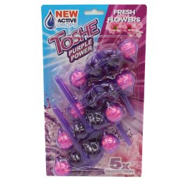   Toshe Purple Power Fresh Flowers virág illatú vízszínező WC-frissítő golyók – 4x55 g