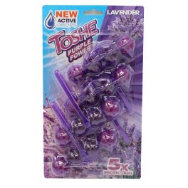   Toshe Purple Power Lavender levendula illatú vízszínező WC-frissítő golyók – 4x55 g