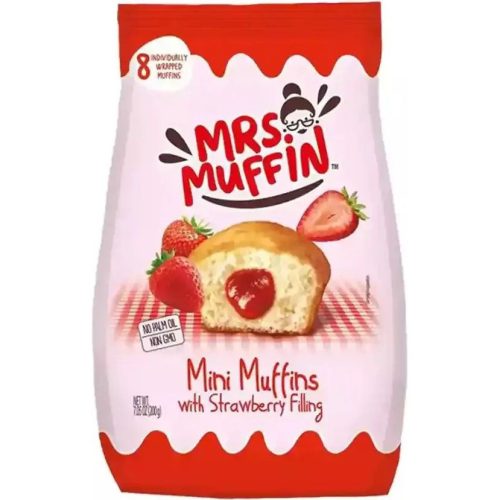 Mrs. Muffin mini muffinok eperlekvár töltelékkel 8 x 25 g (200 g)