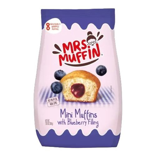 Mrs. Muffin mini muffinok feketeáfonya-lekvár töltelékkel 8 x 25 g (200 g)